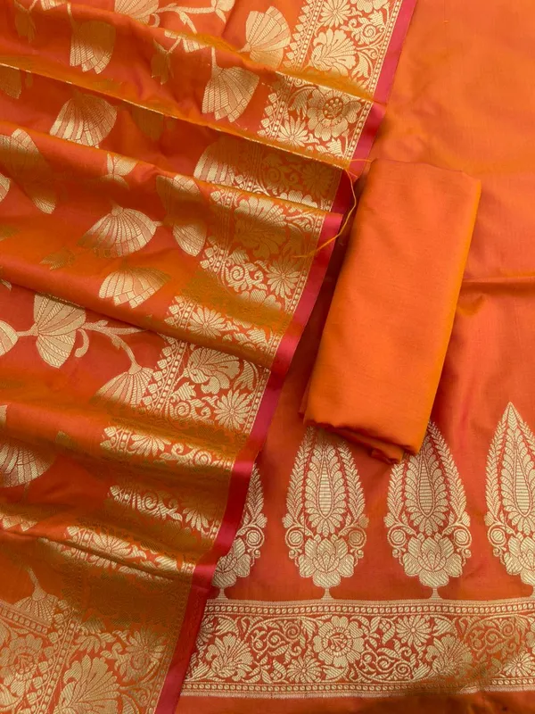 Orange_Katan_Silk_Plain_Zari_Booti_with_Floral_Zari_Jaal_Banarasi_3_pcs_Suit_Set_800SKL_KSP3