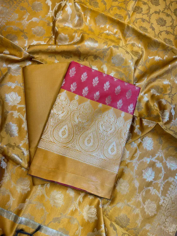 Red_Art_Silk_Floral_Zari_Booti_Contrast_Banarasi_Suit_with_Mustard_Dupatta_625AJ_TPT3