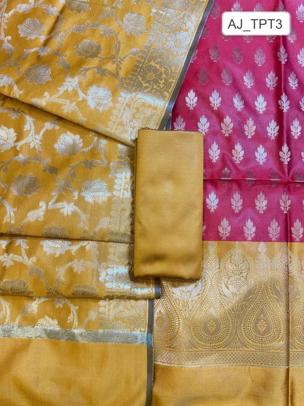 Red_Art_Silk_Floral_Zari_Booti_Contrast_Banarasi_Suit_with_Mustard_Dupatta_625AJ_TPT3