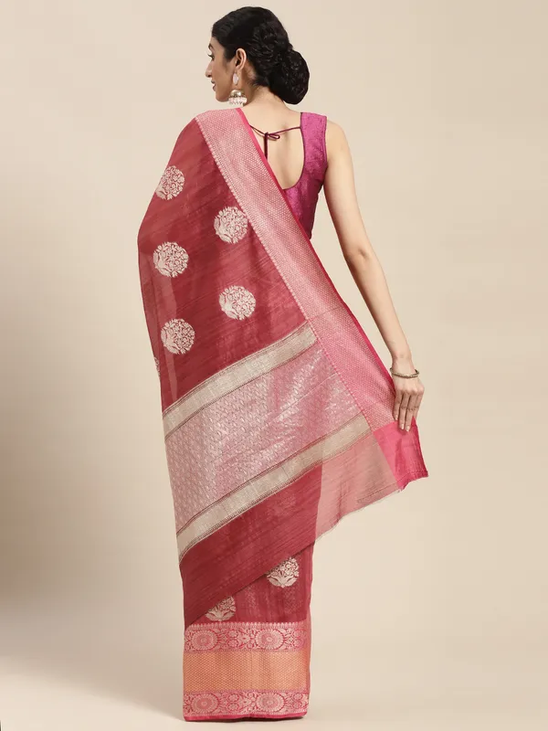 Pink_Matka_Silk/Silk_Blend_Banarasi_Sarees_For_Women_GEMTKSLK_11