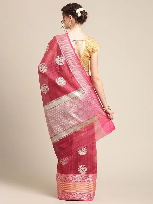 Pink_Matka_Silk/Silk_Blend_Banarasi_Sarees_For_Women_GEMTKSLK_11