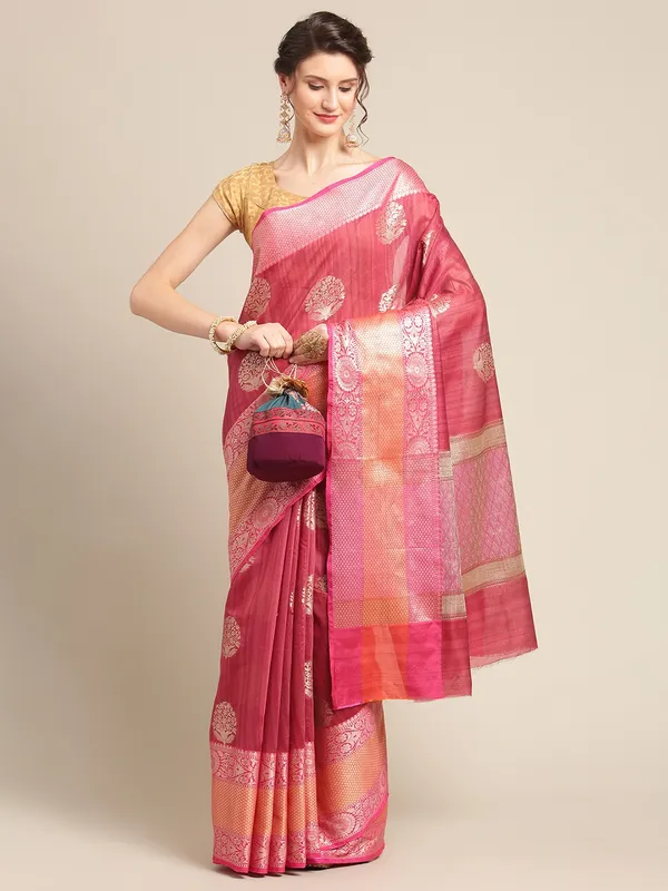 Pink_Matka_Silk/Silk_Blend_Banarasi_Sarees_For_Women_GEMTKSLK_11