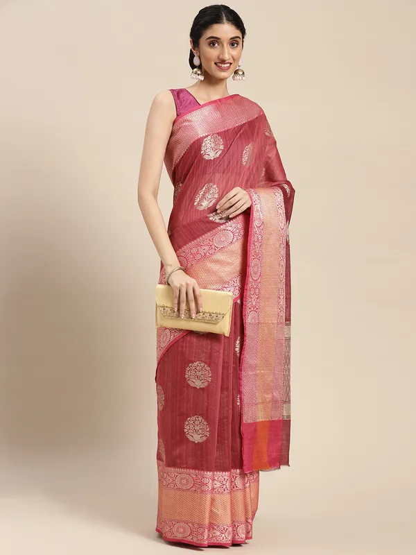 Pink_Matka_Silk/Silk_Blend_Banarasi_Sarees_For_Women_GEMTKSLK_11