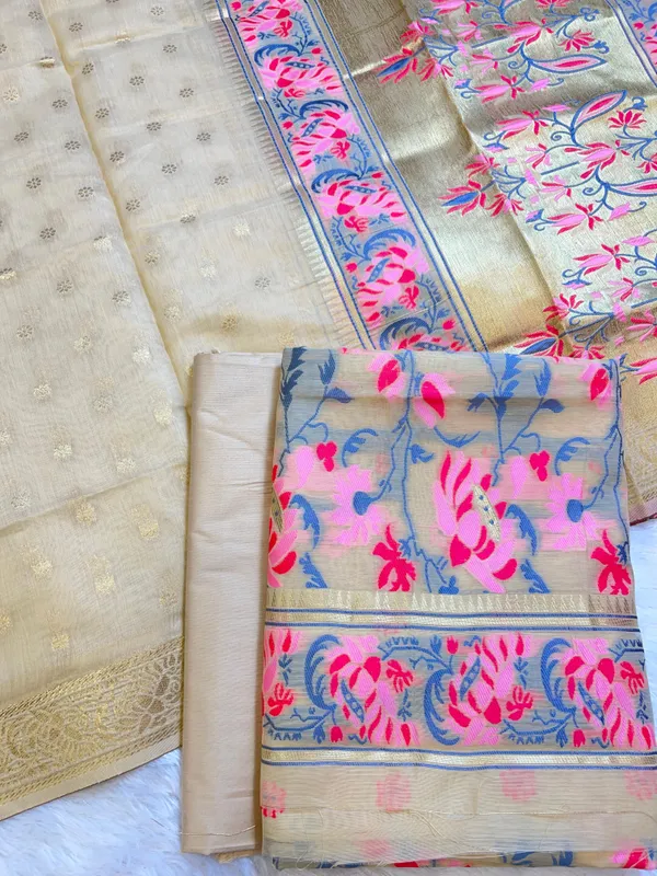 Cream_Jamdani_Weave_Cotton_Banarasi_3_pcs_Suit_Set_600SKL_JM18