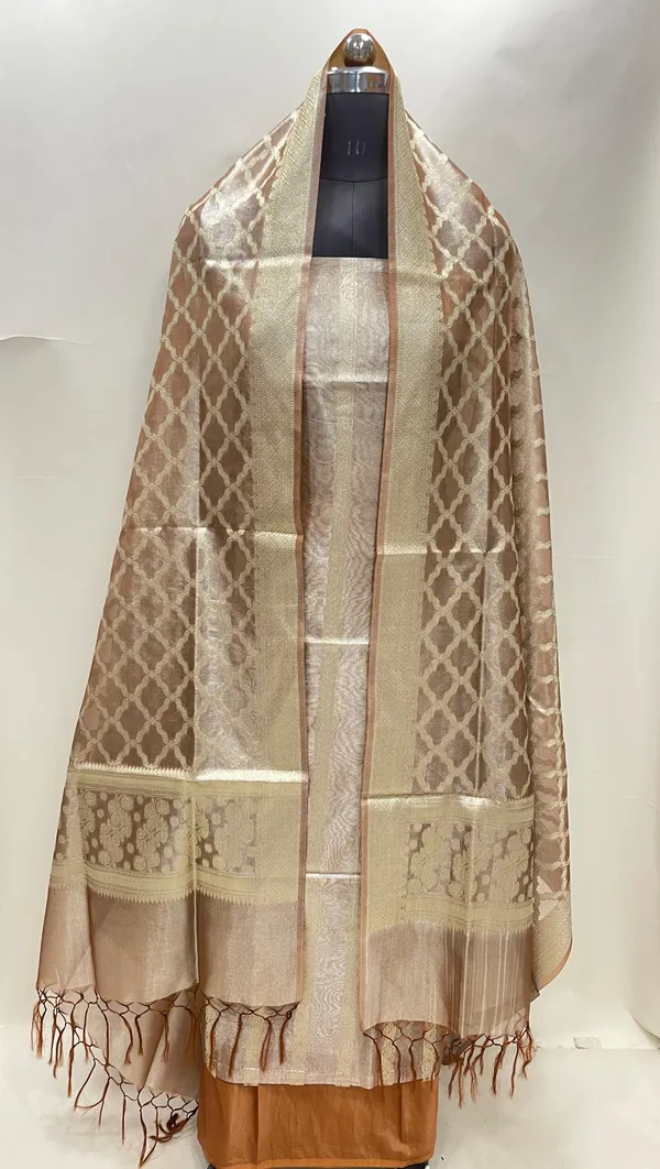 Humairah_Brown_Tissue_Silk_Floral_Zari_Stripe_3_pcs_Suit_Set_with_Plain_Bottom_and_Floral_Zari_Carry_Jaal_Brown_Dupatta