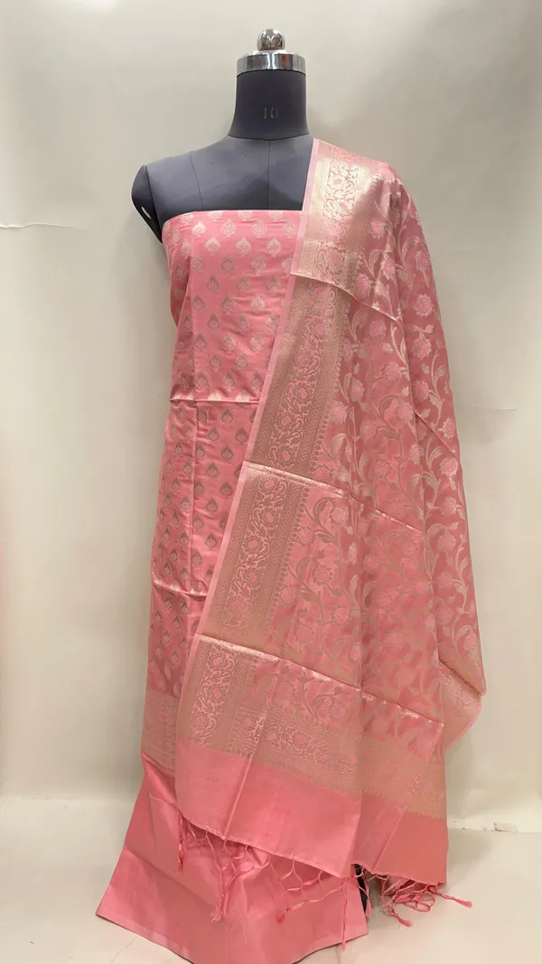 Humairah_Presents_Peach_Semi_Katan_Silk_3_pcs_Suit_Set_with_Plain_Bottom_and_Top_Floral_Mina_Zari_Booti_with_Minakari_Jaal_Peach_Dupatta_ASD_120