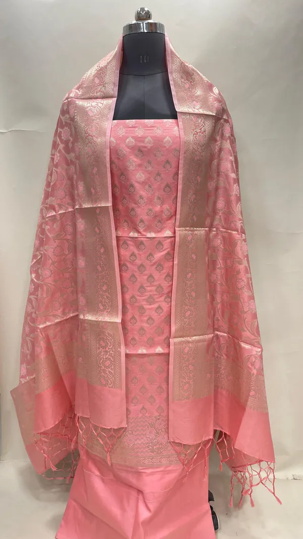 Humairah_Presents_Peach_Semi_Katan_Silk_3_pcs_Suit_Set_with_Plain_Bottom_and_Top_Floral_Mina_Zari_Booti_with_Minakari_Jaal_Peach_Dupatta_ASD_120