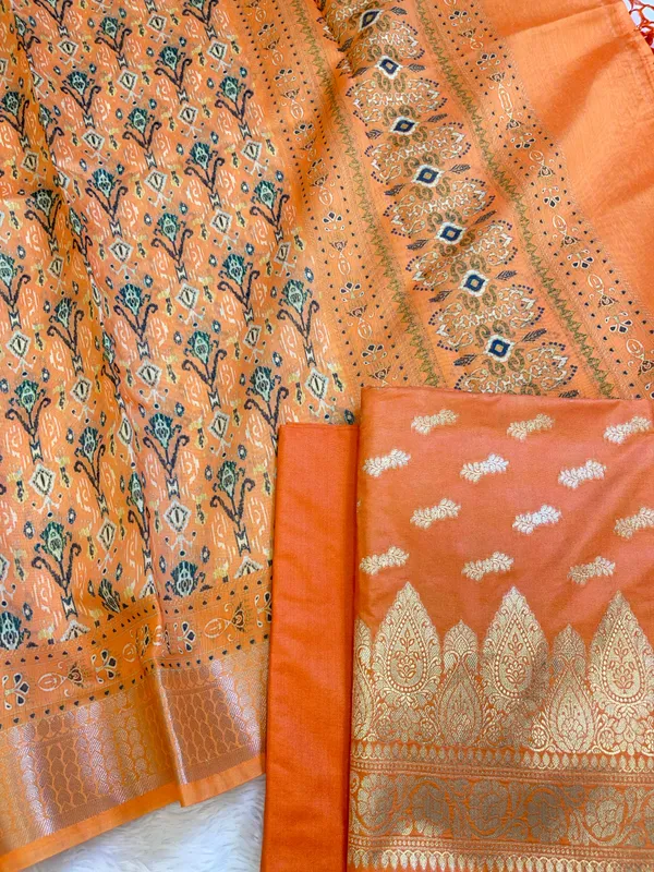 Orange_Katan_Silk_Floral_Zari_Booti_with_Cotton_Print_Dupatta_Banarasi_3_pcs_Suit_Set_1500AJ_KCP3