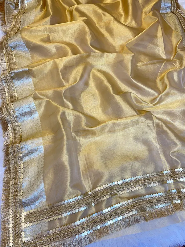 Light_Gold_Tissue_Silk_Plain_Banarasi_Saree_with_Lace_work_Zari_Border_BFS_TL6
