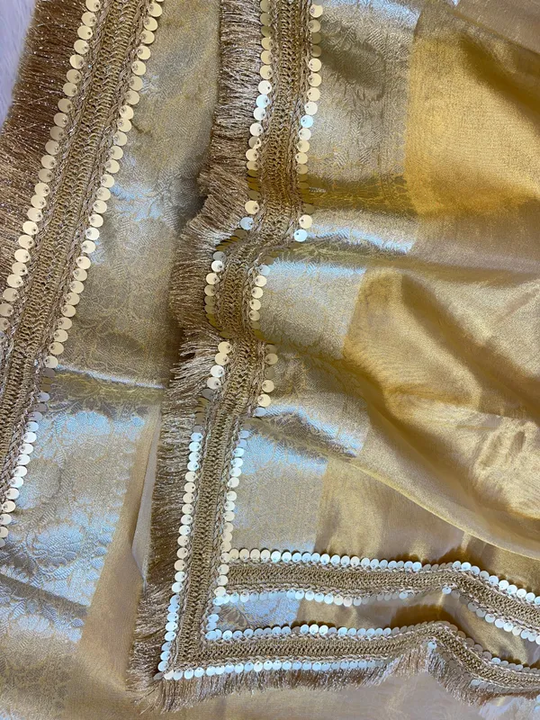 Light_Gold_Tissue_Silk_Plain_Banarasi_Saree_with_Lace_work_Zari_Border_BFS_TL6