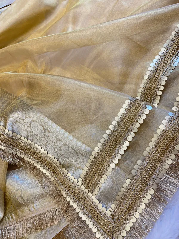 Light_Gold_Tissue_Silk_Plain_Banarasi_Saree_with_Lace_work_Zari_Border_BFS_TL6