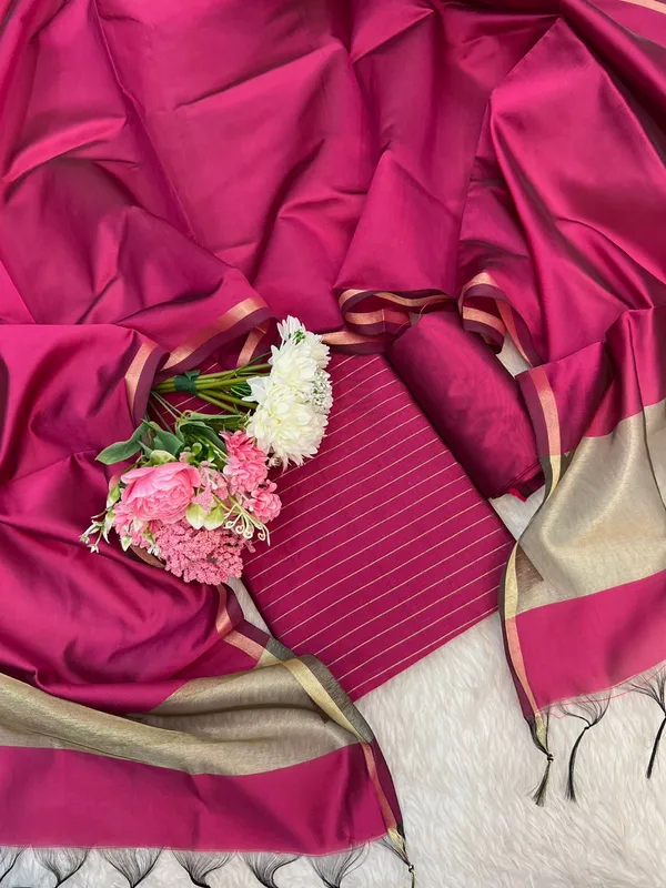 Magenta_Cotton_Silk_Zari_Stripe_Banarasi_Suit_with_Plain_Zari_Border_Dupatta_600SKL_CS28