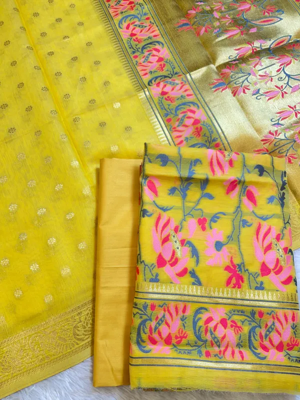 Gold_Jamdani_Weave_Cotton_Banarasi_3_pcs_Suit_Set_600SKL_JM14