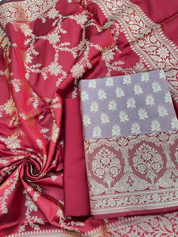 Mauve_Semi_Silk_Floral_Zari_Banarasi_Suit_with_Contrast_Red_Border_&_Floral_Jaal_Dupatta_78ASD_KS7