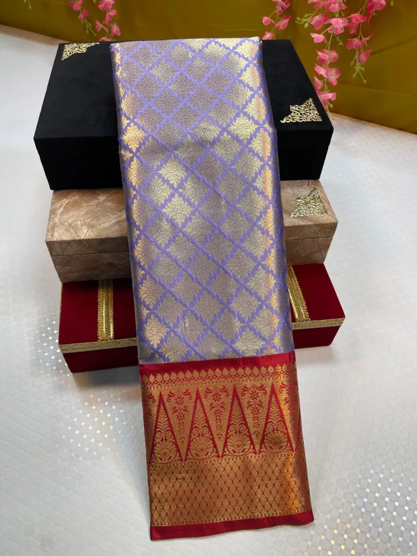 Blue_Semi_Kanchi_Silk_Brocade_Contrast_Red_Border_Banarasi_Saree_MS_SK9