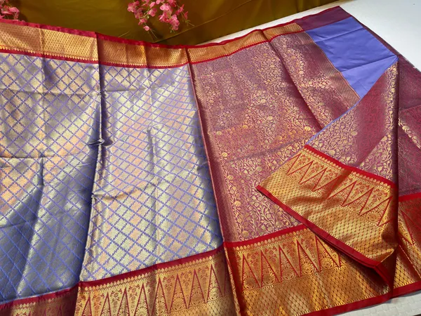 Blue_Semi_Kanchi_Silk_Brocade_Contrast_Red_Border_Banarasi_Saree_MS_SK9