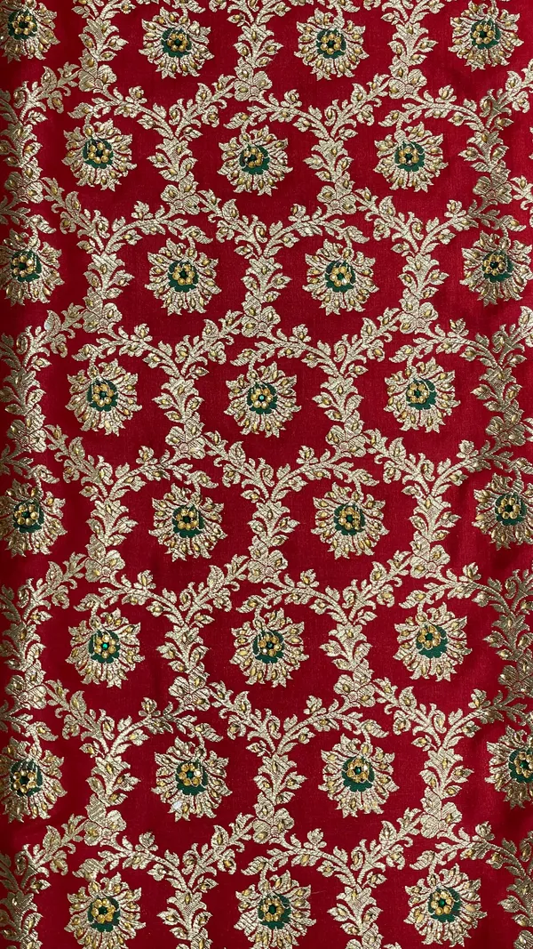 Humairah_Presents_Red_Satin_Silk_Floral_Mina_Zari_Jaal_Low_Stone_Work_Saree_with_Paisley_Floral_Pallu_and_Red_Blouse