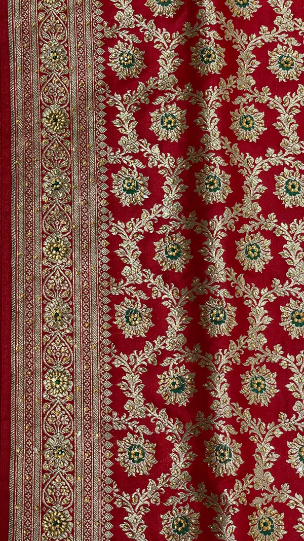 Humairah_Presents_Red_Satin_Silk_Floral_Mina_Zari_Jaal_Low_Stone_Work_Saree_with_Paisley_Floral_Pallu_and_Red_Blouse