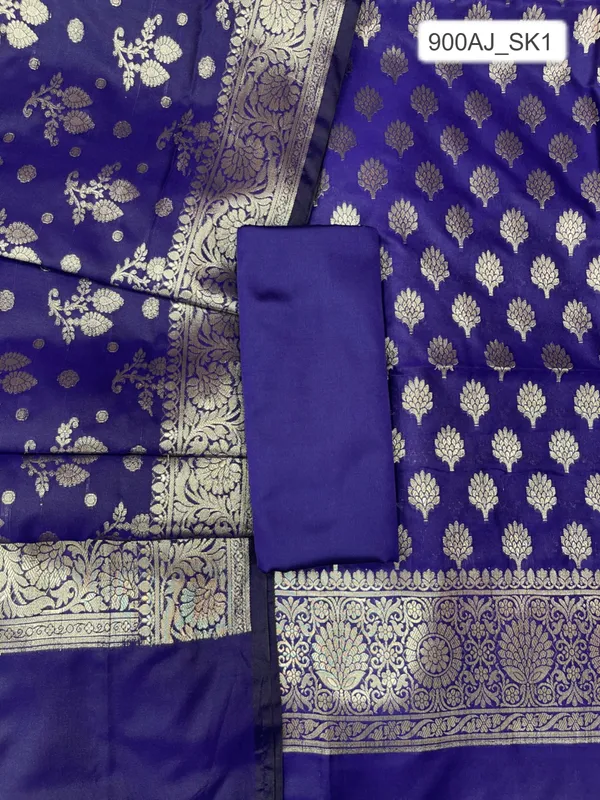 Indigo_Blue_Semi_Silk_Floral_Booti_Banarasi_3_pcs_Suit_Set_900AJ_SK1