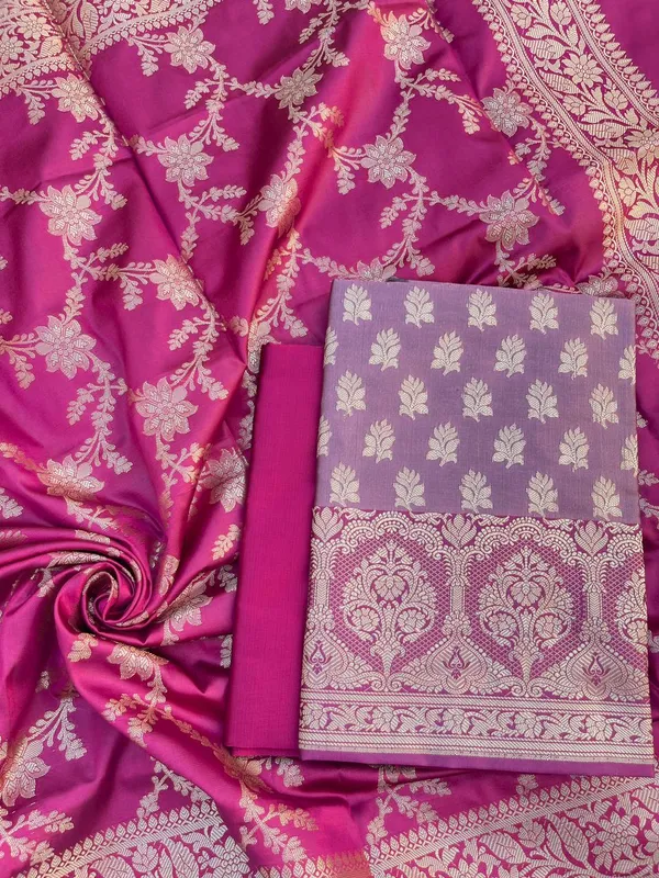 Mauve_Semi_Silk_Floral_Zari_Banarasi_Suit_with_Contrast_Magenta_Border_&_Floral_Jaal_Dupatta_78ASD_KS2