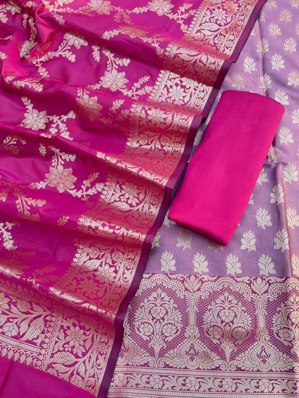 Mauve_Semi_Silk_Floral_Zari_Banarasi_Suit_with_Contrast_Magenta_Border_&_Floral_Jaal_Dupatta_78ASD_KS2