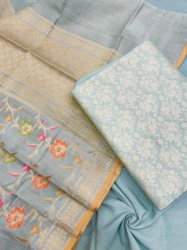 Humairah_Pure_Handloom_Light_Grey_Munga_Silk_Floral_Zari_Tilfi_Boota_Jaal_3pcs_Suit_with_Floral_Mina_Zari_Tilfi_Jaal_Dupatta_and_Plain_Light_Grey_Bottom