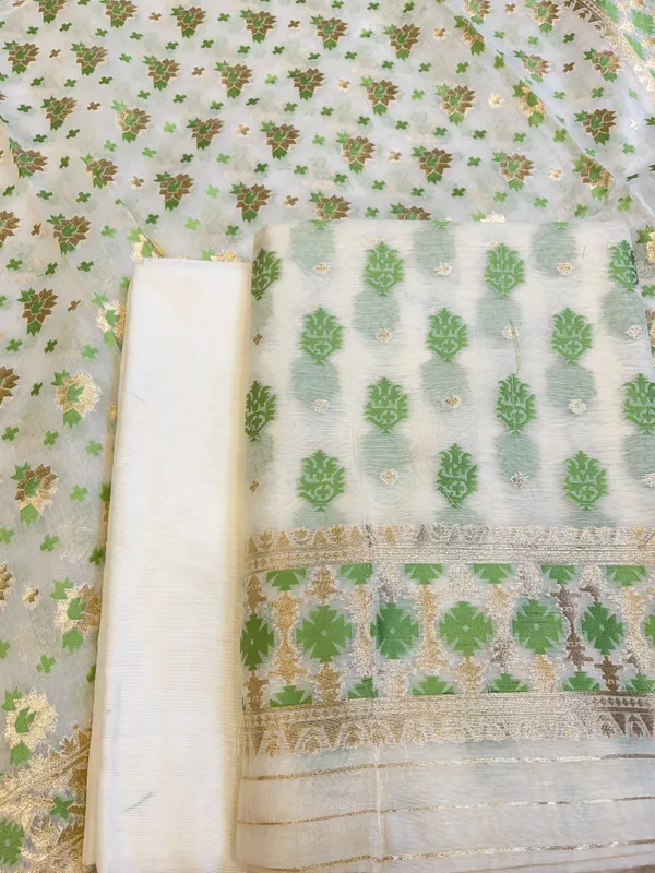 White_Pure_Cotton_Dyable_Floral_Green_Minakari_Zari_Booti_Banarasi_Suit_160AJ_PCTN13