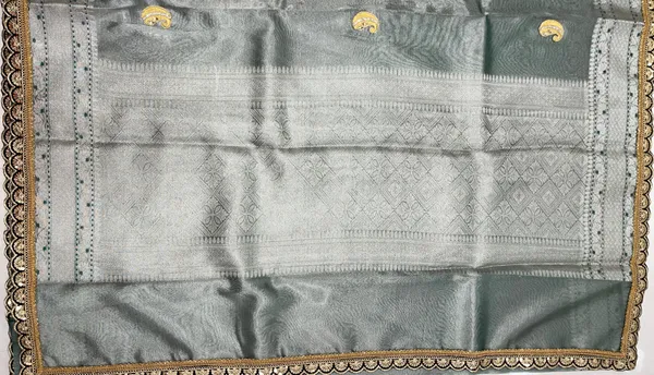 Humairah_Presents_Sea_Green_Lace_Work_Zardozi_Pattern_Patch_Work_Saree_with_Jacquard_Blouse