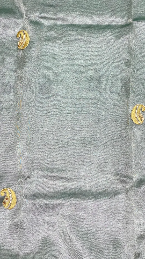 Humairah_Presents_Sea_Green_Lace_Work_Zardozi_Pattern_Patch_Work_Saree_with_Jacquard_Blouse