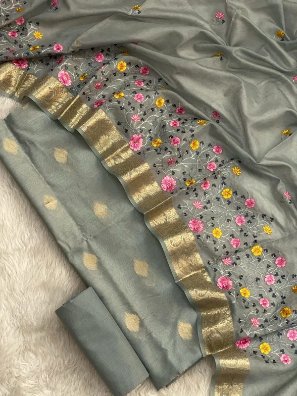 Grey_Pure_Mercerised_Zari_Booti_with_Embroidery_Dupatta_Banarasi_Suit_Set_1200SKL_PME21