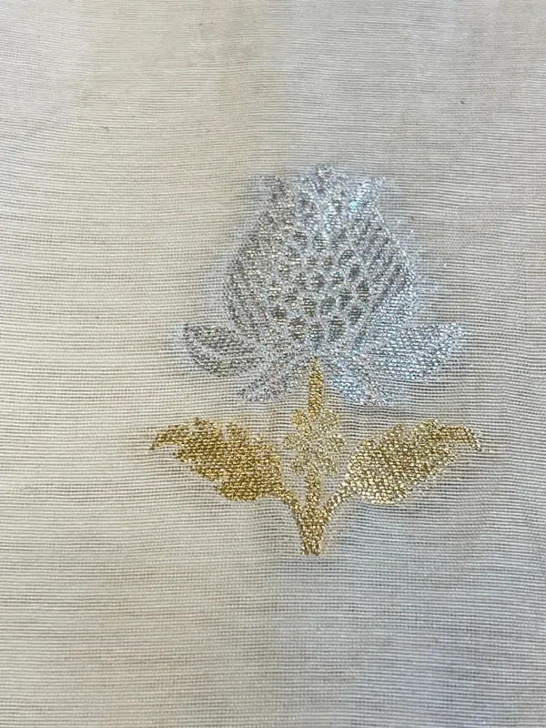 White_Pure_Cotton_Dyable_Floral_Silver_Gold_Zari_Booti_Banarasi_Suit