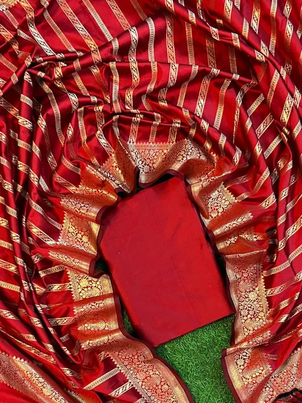 Red_Katan_Silk_Plain_Banarasi_Suit_with_Stripe_Zari_Dupatta_625SKL_KP3