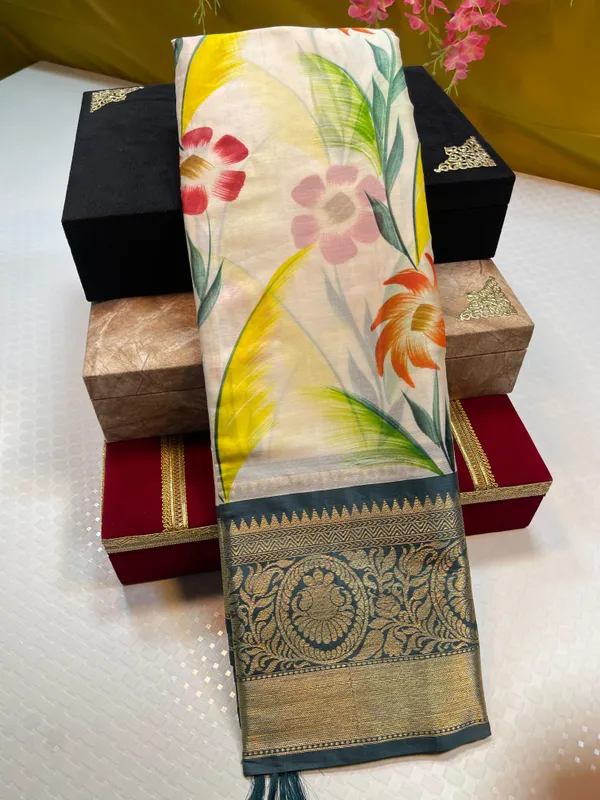 Beige_Mulberry_Silk_Handpainted_Floral_Boota_Jaal_Contrast_Violet_Blue_Border_MS_ML2