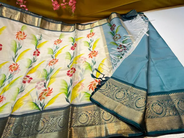 Beige_Mulberry_Silk_Handpainted_Floral_Boota_Jaal_Contrast_Violet_Blue_Border_MS_ML2