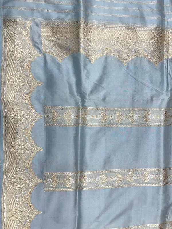 Pure_Handloom_Grey_Katan_Silk_Silver_Zari_Booti_Kadhwa_Banarasi_3_pcs_Suit_Set_14000PR_KS1