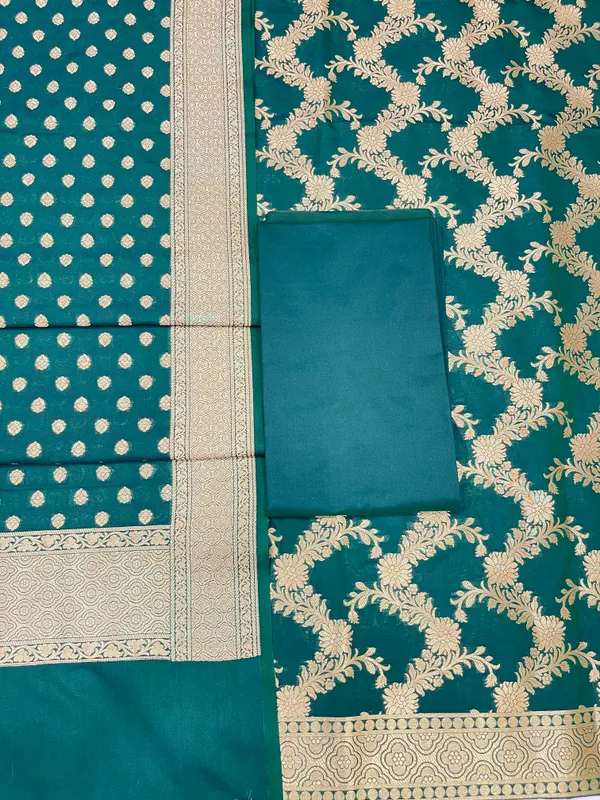 Seagreen_Handloom_Cotton_Silk_Banarasi_3_pcs_Suit_Set_RHN_7