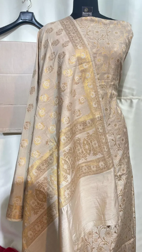 Beige_Mulberry_Chiniya_Silk_With_Floral_Booti_Dupatta_Banarasi_3_Pcs_Suit_Set_SKL_MLC5