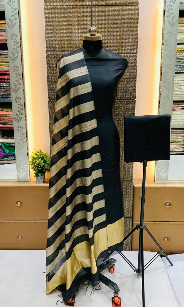 Black_Cotton_Silk_Banarasi_Suit_with_Gold_Zari_Stripe_Dupatta_600SKL_CS13