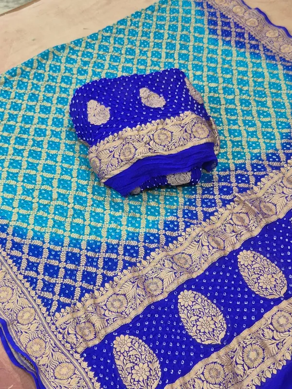 Pure_Handloom_Royal_Blue_Khaddi_Georgette_Banarasi_Suit_with_Contrast_Bandhani_Dupatta_78SKL_KG3