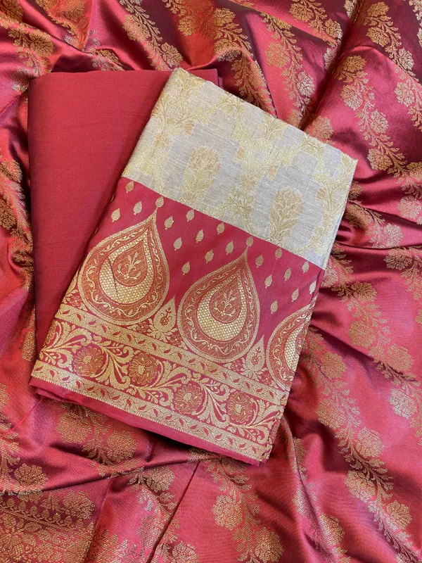 Tussar_Cotton_Alfi_Zari_Jaal_Contrast_Maroon_Silk_Border_Banarasi_Suit_55IM_CTN7