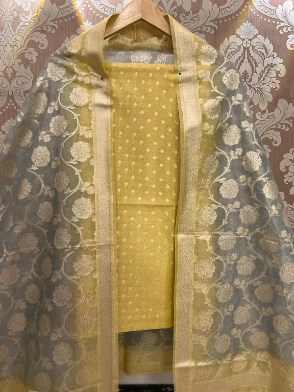 Lime_Yellow_Tissue_silk_Chunri_Booti_weaved_Banarasi_Suit_with_Floral_Zari_Jaal_Dual_Shade_Dyed_Dupatta_1550ASG_TS3