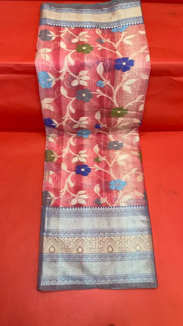 Pink_Matka_Silk/Silk_Blend_Banarasi_Sarees_For_Women_GEMTKSLK_195_P