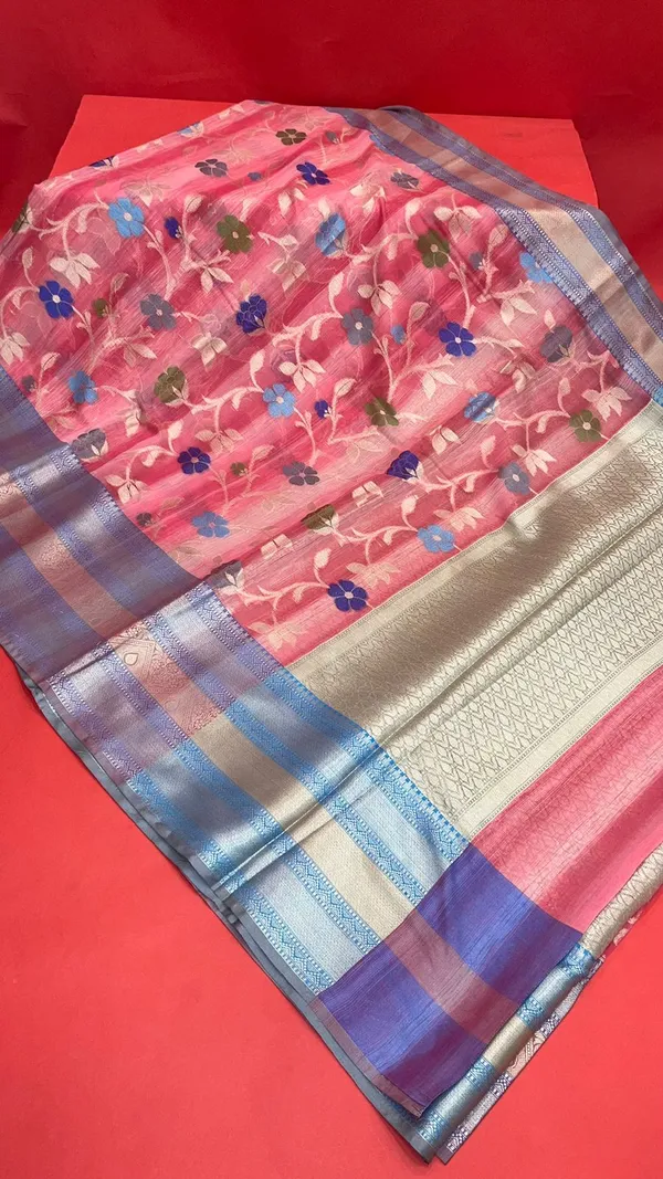Pink_Matka_Silk/Silk_Blend_Banarasi_Sarees_For_Women_GEMTKSLK_195_P