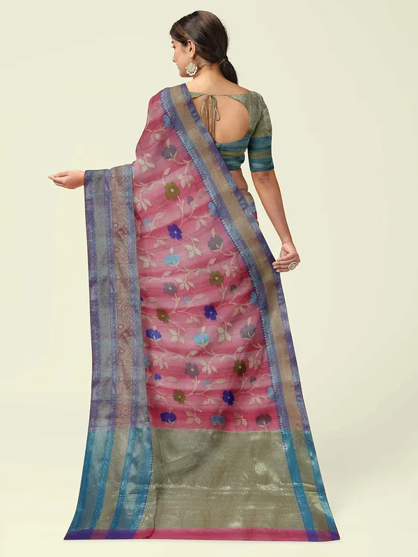 Pink_Matka_Silk/Silk_Blend_Banarasi_Sarees_For_Women_GEMTKSLK_195_P