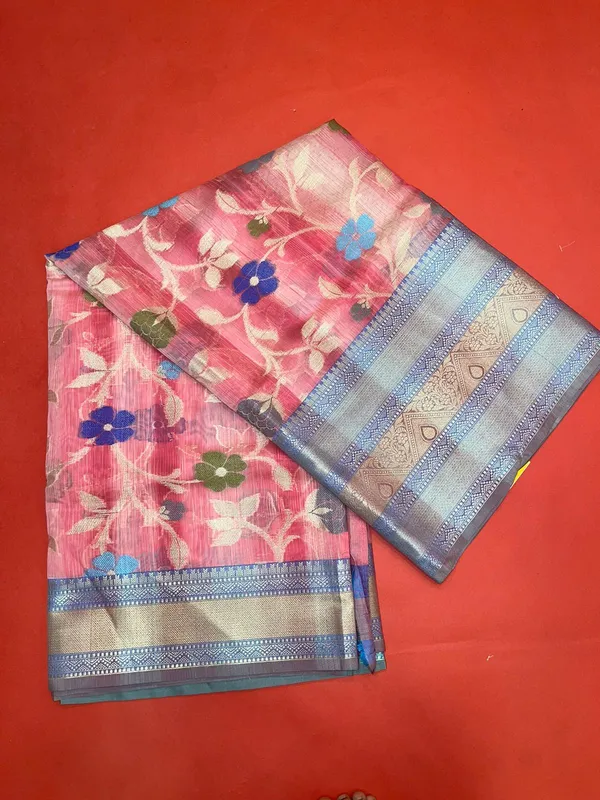 Pink_Matka_Silk/Silk_Blend_Banarasi_Sarees_For_Women_GEMTKSLK_195_P