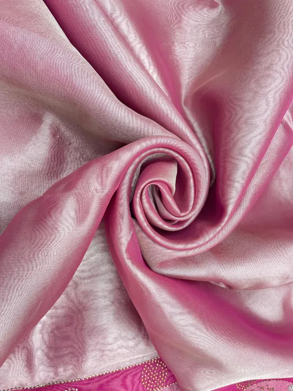 Baby_Pink_Glass_Tissue_Silk_Plain_with_Lace_work_and_Stone_work_Zari_Border_Banarasi_Saree_BFS_GT4