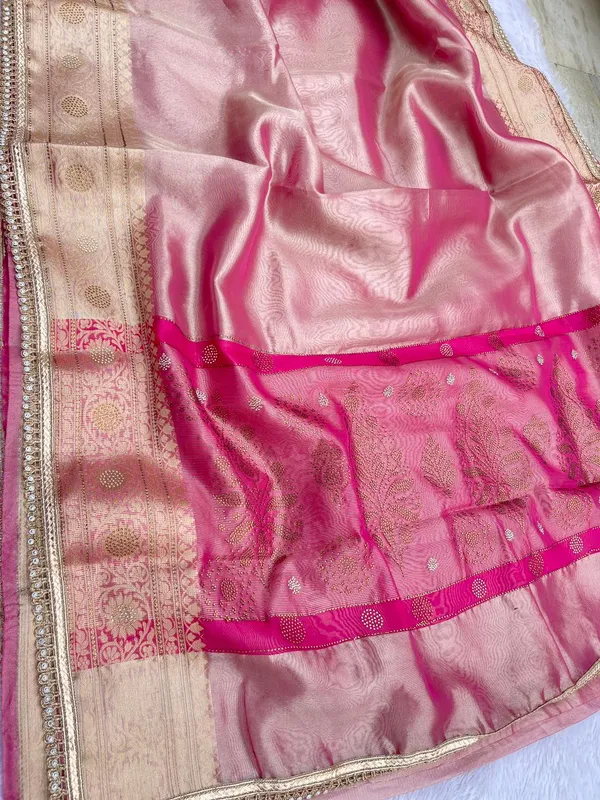 Baby_Pink_Glass_Tissue_Silk_Plain_with_Lace_work_and_Stone_work_Zari_Border_Banarasi_Saree_BFS_GT4