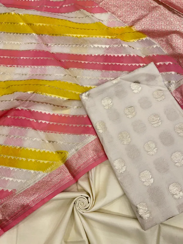 Ivory_White_Pure_Cotton_Handbrush_Dupatta_Banarasi_3_pcs_Suit_Set_IM_PCHBK3