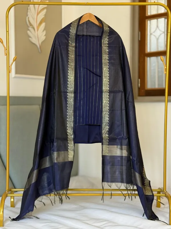 Navy_Blue_Katan_Silk_Zari_Stripe_Banarasi_Suit_with_Zari_Border_Stripe_Dupatta_600SKL_KST1
