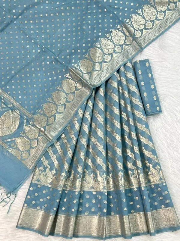 Powder_Blue_Chanderi_Lorex_Zari_Weave_Lehenga_With_Traditional_Paisley_Border_&_Dupatta_250PNJ_LNG13
